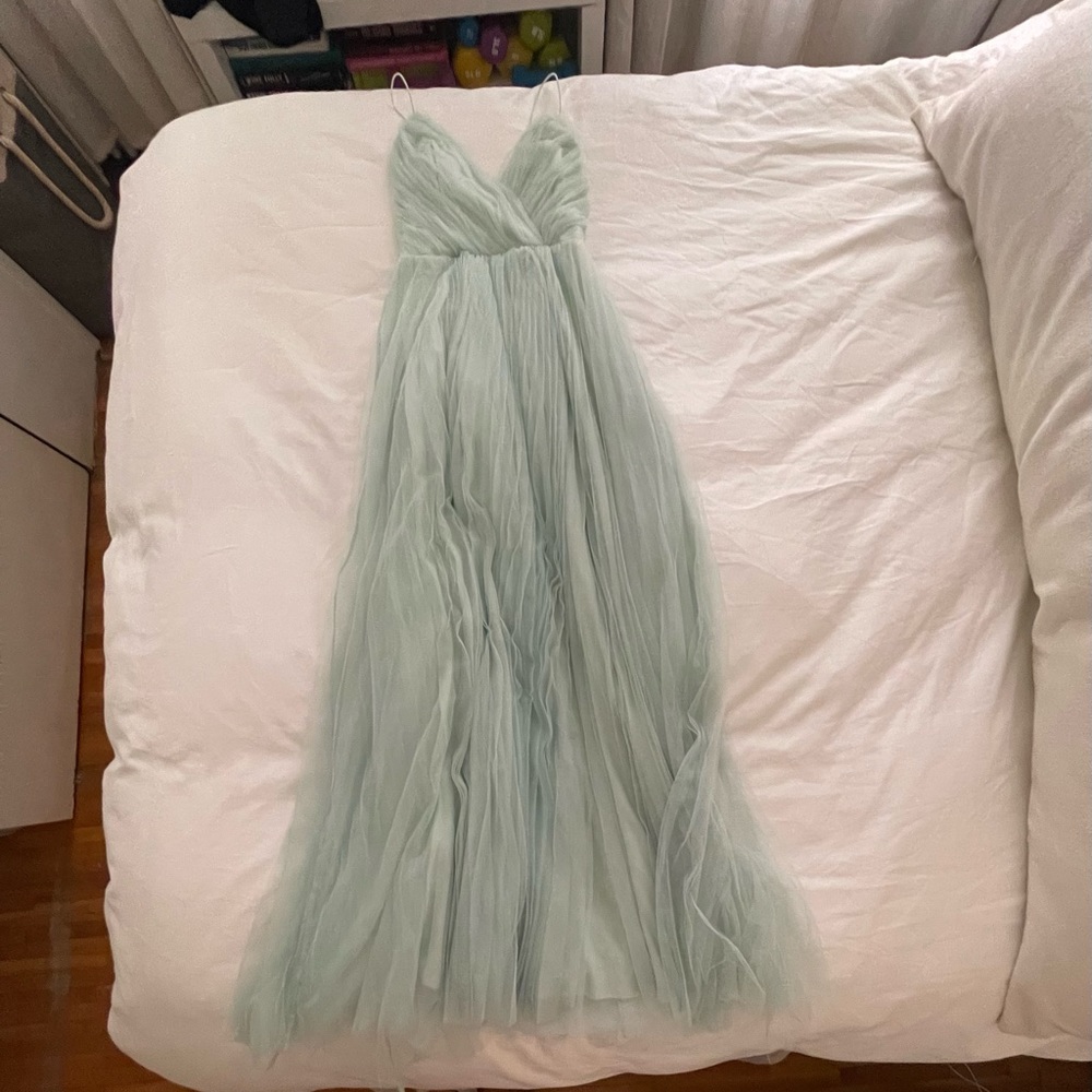 ASOS DESIGN Bridesmaid cami pleated tulle maxi dress in aqua